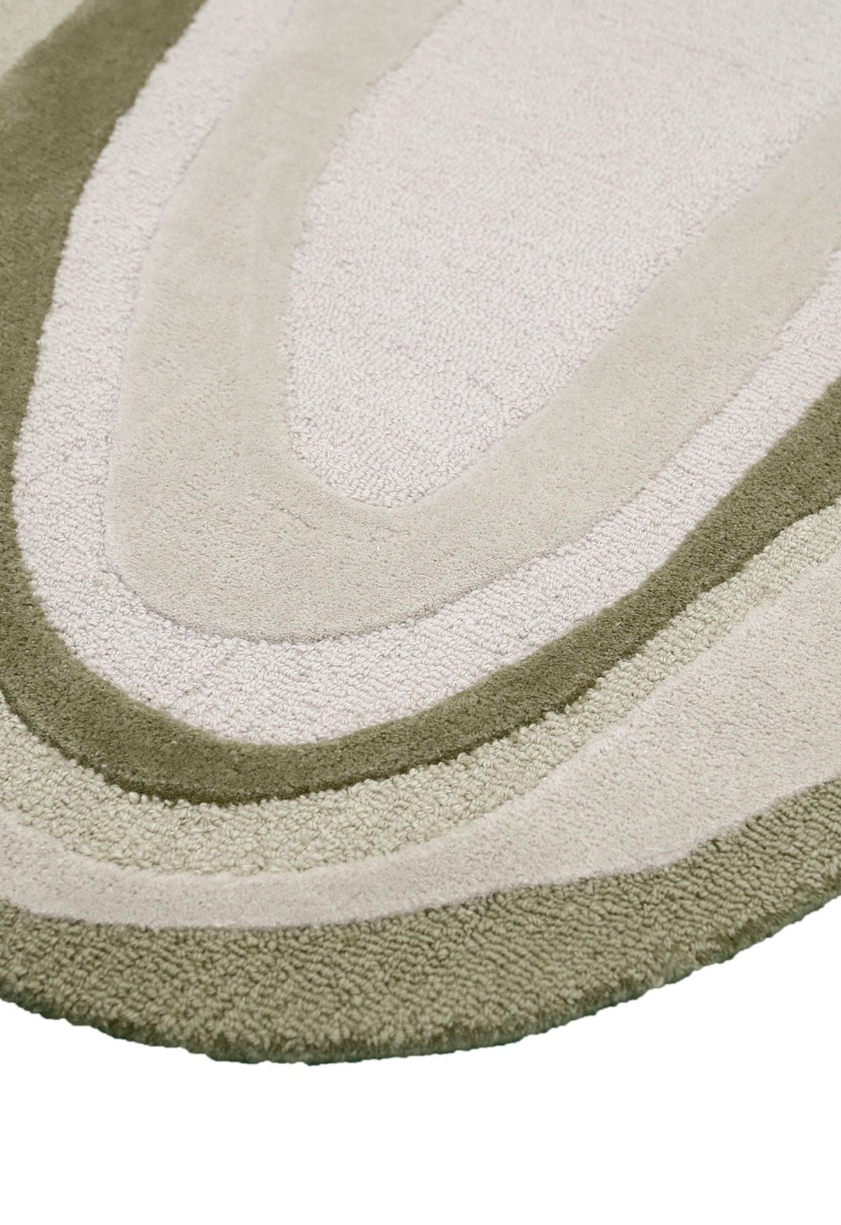 Modern Layered Pattern Ivory Hand Tufted 5x7 Wool Rug