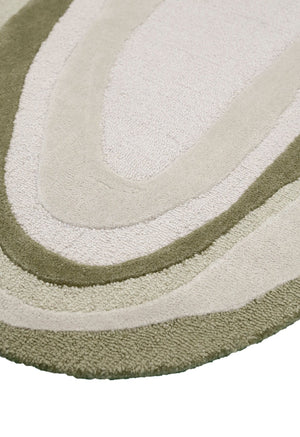 Modern Layered Pattern Ivory Hand Tufted 5x7 Wool Rug
