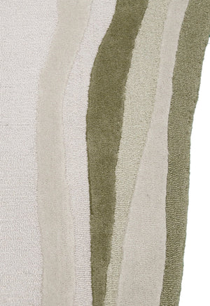 Modern Layered Pattern Ivory Hand Tufted 5x7 Wool Rug