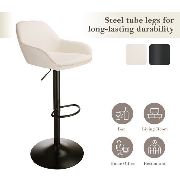 Modern leatherette gaslift adjustable swivel bar stools, set of 2 - Tuesday Morning - Table & Bar Stools