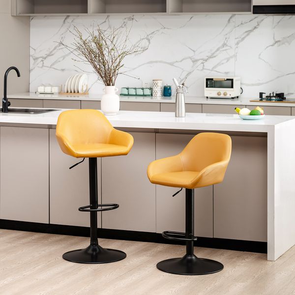 Modern leatherette gaslift adjustable swivel bar stools, set of 2 - Tuesday Morning - Table & Bar Stools