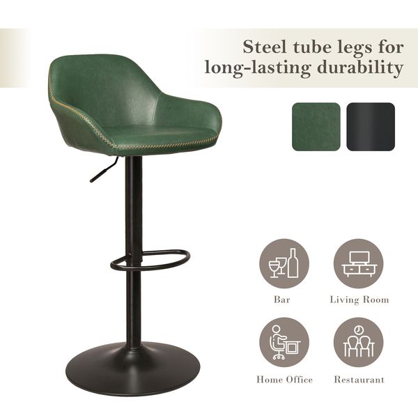Modern leatherette gaslift adjustable swivel bar stools, set of 2 - Tuesday Morning - Table & Bar Stools