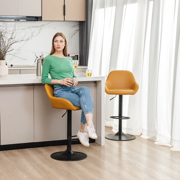 Modern leatherette gaslift adjustable swivel bar stools, set of 2 - Tuesday Morning - Table & Bar Stools