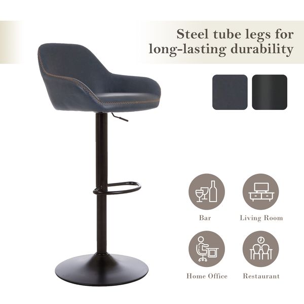 Modern leatherette gaslift adjustable swivel bar stools, set of 2 - Tuesday Morning - Table & Bar Stools
