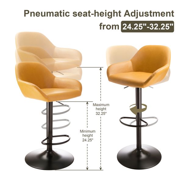 Modern leatherette gaslift adjustable swivel bar stools, set of 2 - Tuesday Morning - Table & Bar Stools