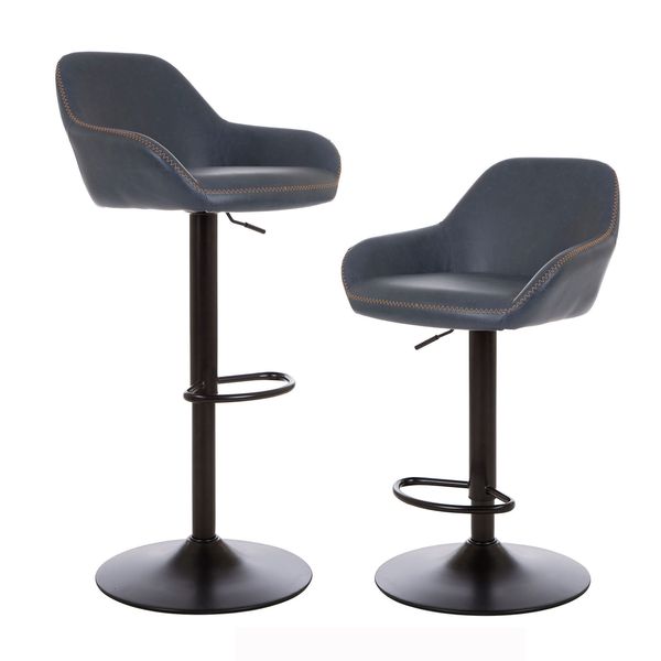 Modern leatherette gaslift adjustable swivel bar stools, set of 2 - Tuesday Morning - Table & Bar Stools