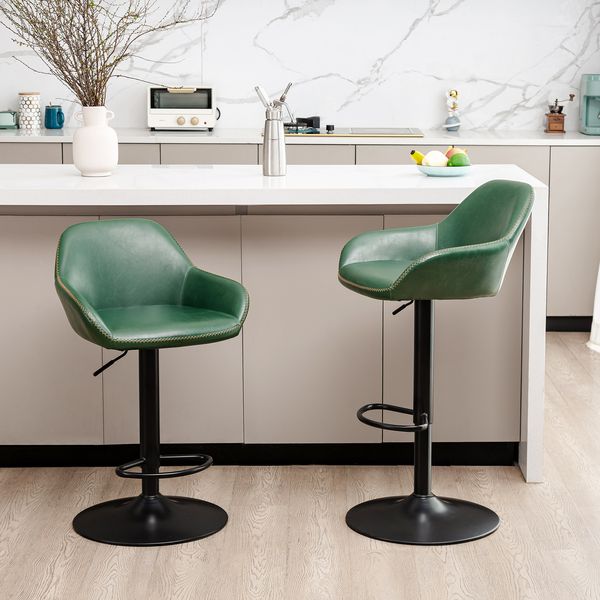 Modern leatherette gaslift adjustable swivel bar stools, set of 2 - Tuesday Morning - Table & Bar Stools