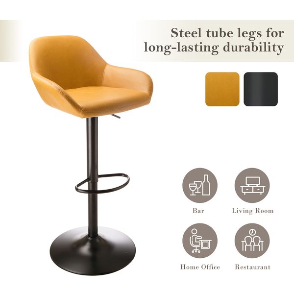 Modern leatherette gaslift adjustable swivel bar stools, set of 2 - Tuesday Morning - Table & Bar Stools