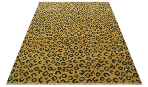 Modern leopard Design Hand knotted Golden-Brown and Charcoal Custom Made wool rug