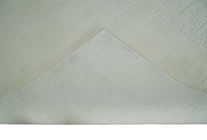 Modern Loop Cut Pile Solid plane Beige Hand Knotted 8x10 Wool Area Rug