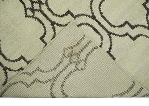 Modern Moroccan Trellis 6x8 Ivory and Brown Natural Farmhouse Wool Hand Woven Rug