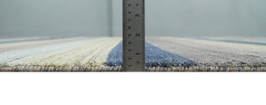Modern Stripes Design 8x10 Hand Made Multicolor Blended Wool Area Rug