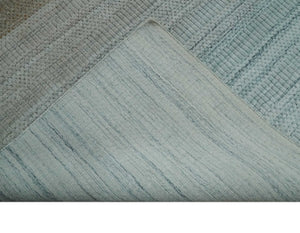 Modern 8x10 Hand Made Silver and Brown Blended Wool Flatwoven Area Rug
