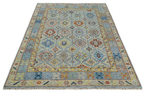 Silver and Mustard Traditional Hand Knotted Custom Made Wool Area Rug