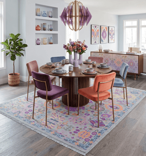 Modern Oushak Made to Order Purple And Ivory Hand Knotted Wool Rug
