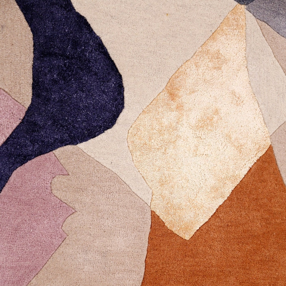 Modern Patch Mosaic Multicolor Hand Tufted 6x6 Wool Rug