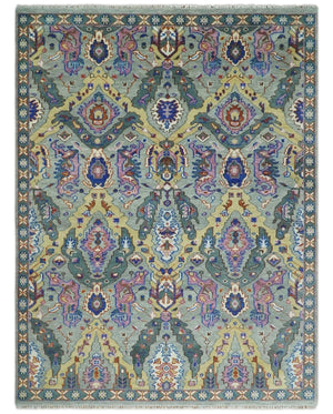 Hand knotted Green And Pink Traditional large design Custom Made wool Area Rug