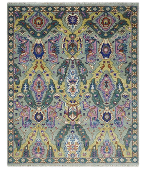 Hand knotted Green And Pink Traditional large design Custom Made wool Area Rug