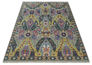 Hand knotted Green And Pink Traditional large design Custom Made wool Area Rug