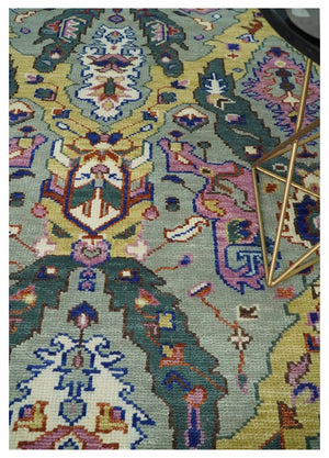 Hand knotted Green And Pink Traditional large design Custom Made wool Area Rug