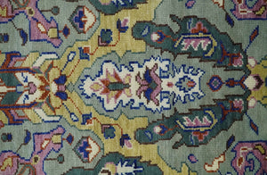 Hand knotted Green And Pink Traditional large design Custom Made wool Area Rug