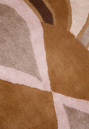 Modern Petal Camel Hand Tufted 5x8 Wool Area Rug