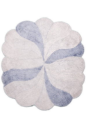 Modern Petal Ivory Hand Tufted 5x5 Wool Area Rug