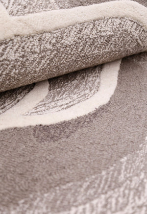 Modern Petal Layers Ivory Hand Tufted 6x8 Wool Area Rug