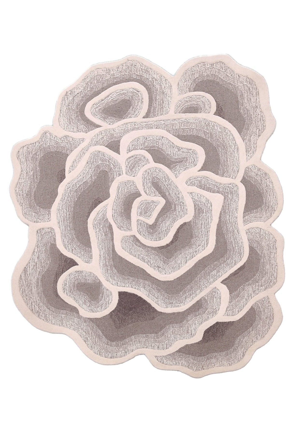 Modern Petal Layers Ivory Hand Tufted 6x8 Wool Area Rug