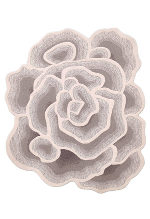 Modern Petal Layers Ivory Hand Tufted 6x8 Wool Area Rug