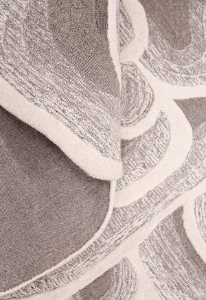 Modern Petal Layers Ivory Hand Tufted 6x8 Wool Area Rug