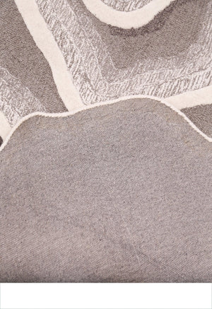 Modern Petal Layers Ivory Hand Tufted 6x8 Wool Area Rug