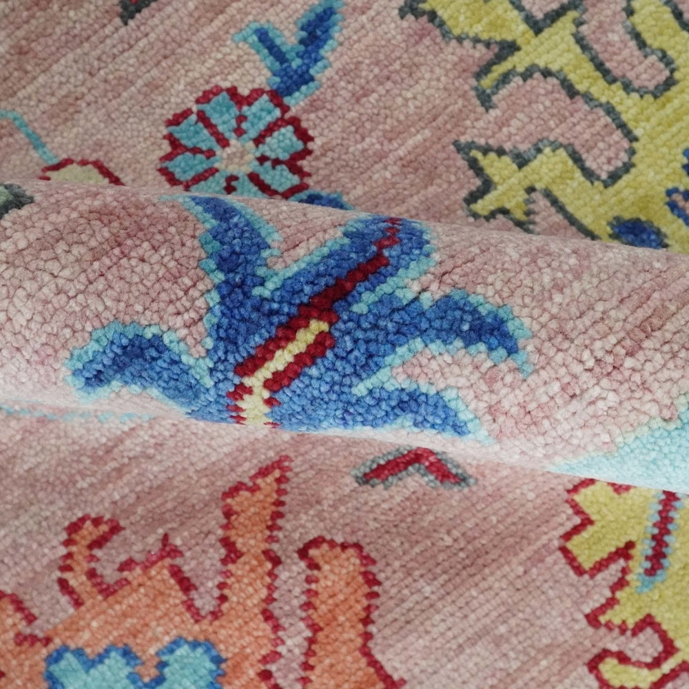 Modern Pink Rug 8x10 and 9x12 Wool Colorful Hand knotted Oushak Area Rug