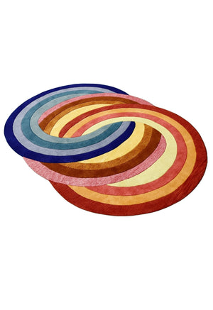 Modern Rings Golden Hand Tufted 5x7 Wool Area Rug