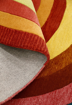 Modern Rings Golden Hand Tufted 5x7 Wool Area Rug