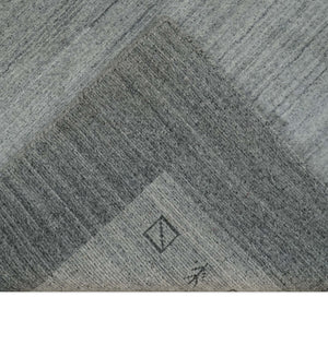 Modern 5x6.5 Gray and Silver Blended Wool Hand Woven Area Rug