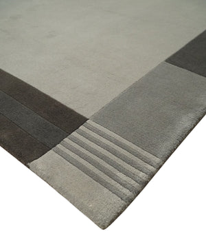 Modern Scandinavian 6x8 Silver and Gray Wool Hand Woven Area Rug