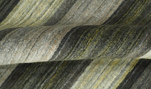 Modern Stripes 5x7 Antique Moss Green and Gray Wool Hand Woven Area Rug