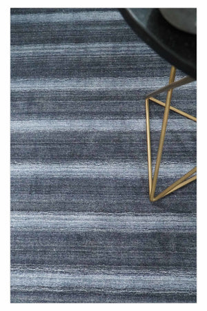 Modern Stripes Design 5x7 Charcoal and Silver Wool Hand Woven Area Rug