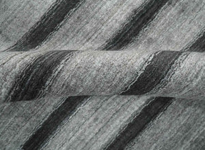 Modern Scandinavian Stripes Style 5x7 Silver and Gray Wool Hand Woven Area Rug