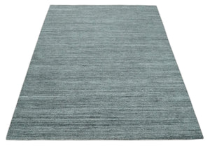 Modern Shaded Solid Handloom Silver, Charcoal and Gray 8x10 Contemporary Wool Area Rug | TRD10283810S