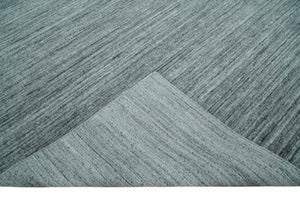 Modern Shaded Solid Handloom Silver, Charcoal and Gray 8x10 Contemporary Wool Area Rug | TRD10283810S