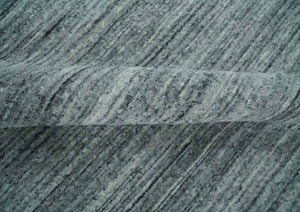 Modern Shaded Solid Handloom Silver, Charcoal and Gray 8x10 Contemporary Wool Area Rug | TRD10283810S