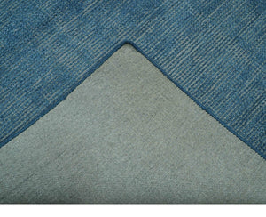 Modern Solid Design Gray And Blue 5x8 Hand Knotted Wool Area Rug