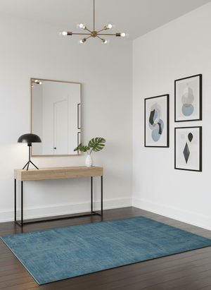 Modern Solid Design Gray And Blue 5x8 Hand Knotted Wool Area Rug