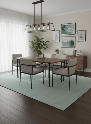 Modern Solid Design Green And Blue 5x8 Hand Knotted Wool Area Rug
