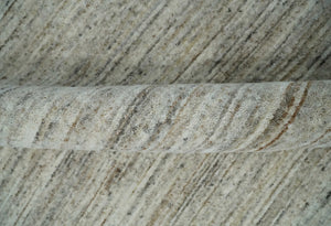 Modern Solid Self Design Abstract Handloom Ivory, Silver and Brown 8x10 Contemporary Wool Area Rug | TRD10282810S