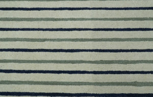 Modern Stripes Design Beige And Blue Hand Tufted Custom Made Wool Area Rug