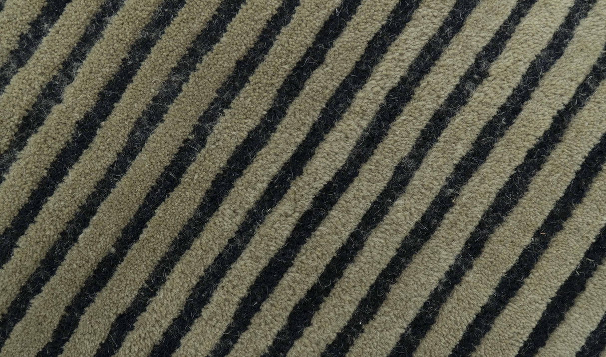 Modern Stripes Design Black And Brown Hand Tufted Custom Made Wool Area Rug