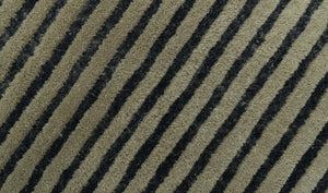 Modern Stripes Design Black And Brown Hand Tufted Custom Made Wool Area Rug